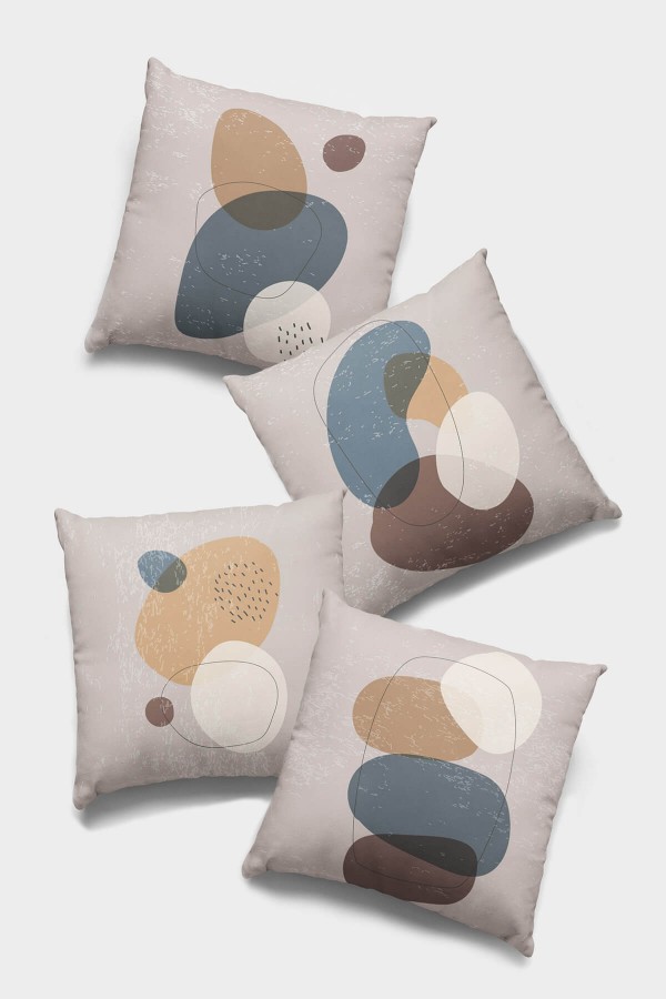 Kahve Tek Renk 4'lü Set Çift Taraflı Kırlent Kılıfı 4KRL005