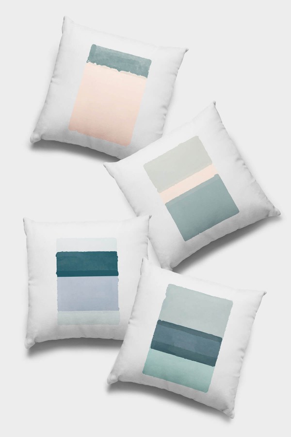 Sarı Tek Renk 4'lü Set Çift Taraflı Kırlent Kılıfı 4KRL016