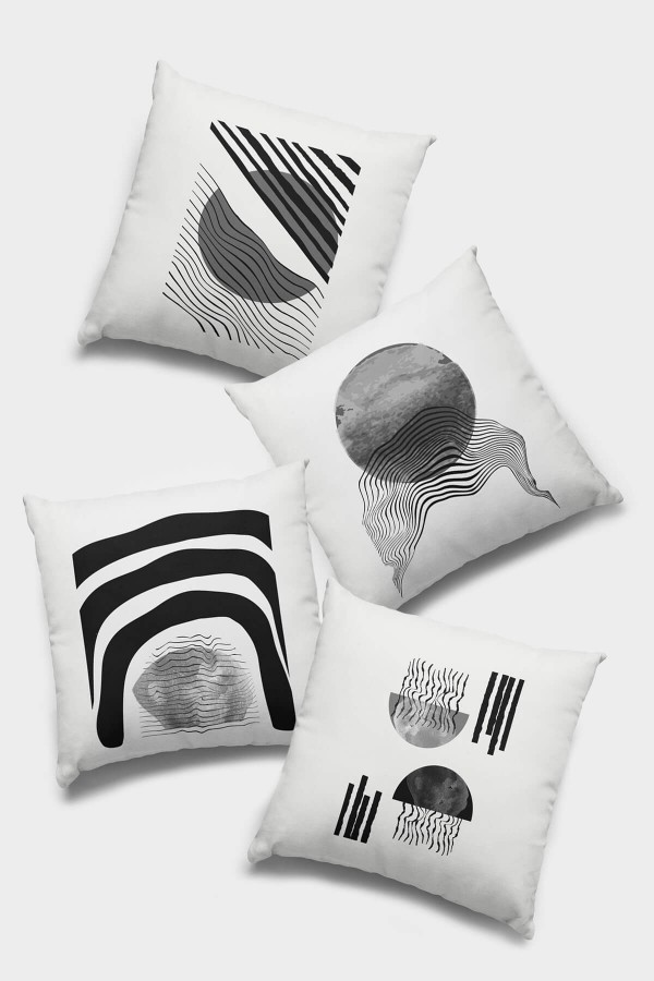 Mavi Tek Renk 4'lü Set Çift Taraflı Kırlent Kılıfı 4KRL021