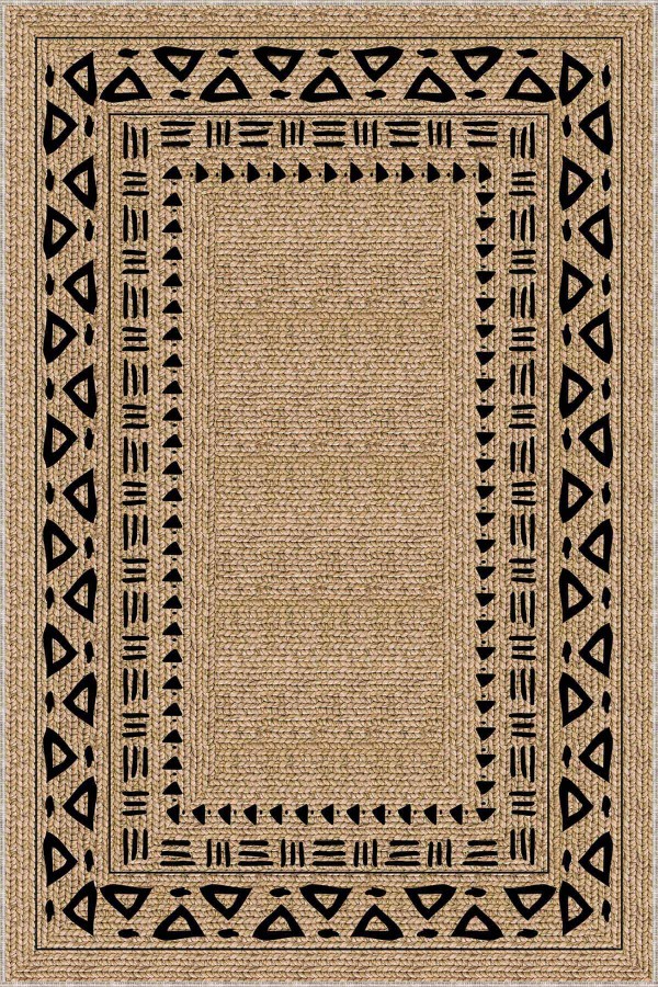 Bej Kaymaz Tabanlı Hasır Jüt Görünümlü Mutfak Halısı AR1058