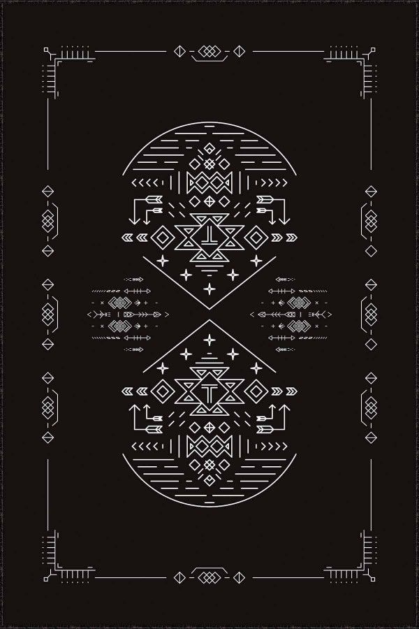 Siyah Kaymaz Tabanlı Otantik Desen Mutfak Halısı AR1063