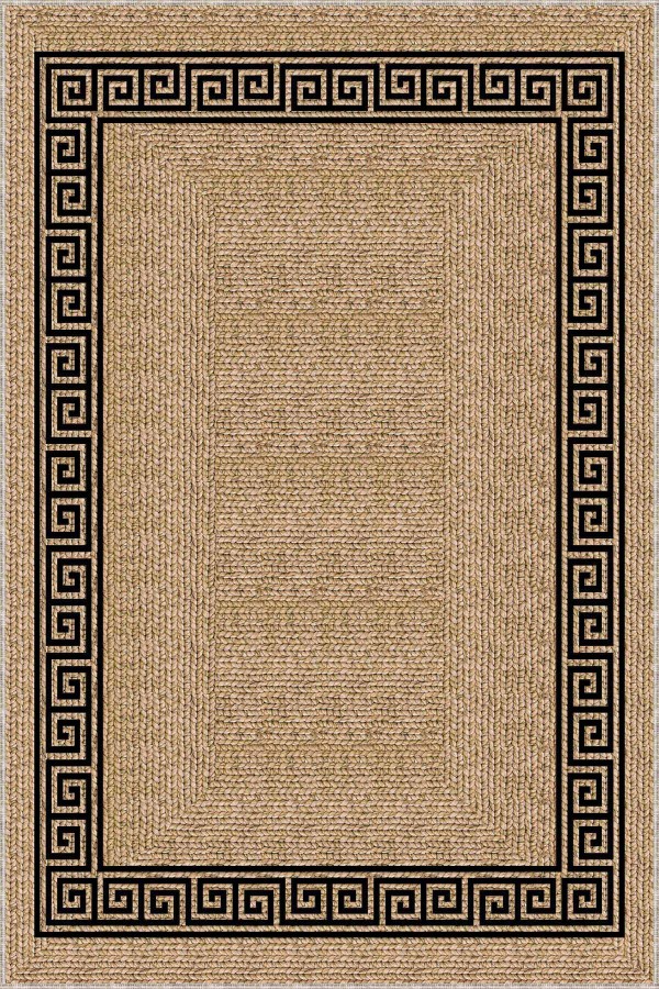 Bej Kaymaz Tabanlı Hasır Jüt Görünümlü Mutfak Halısı AR1074