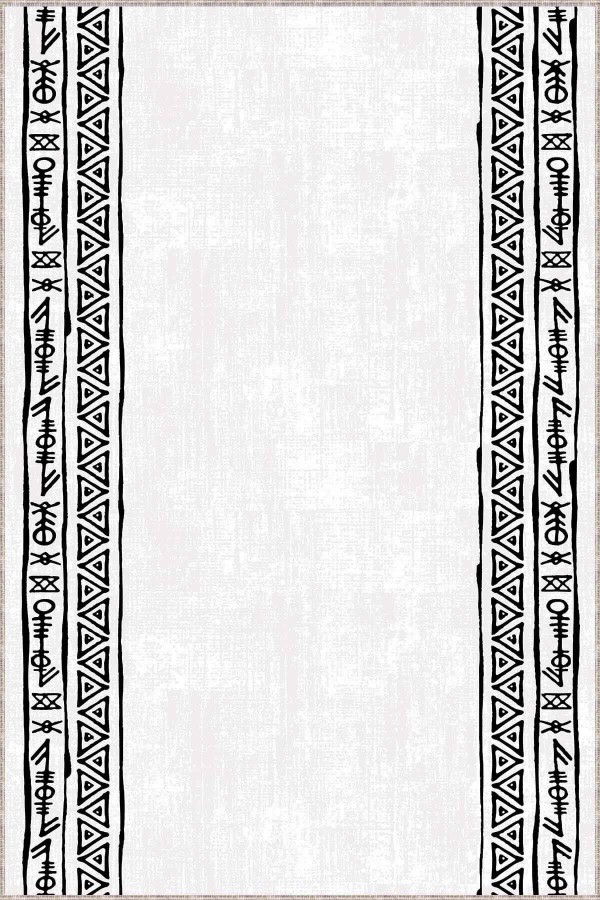 Beyaz Kaymaz Çerçeveli Kesme Rulo Özel Ölçülü Yolluk AR1096