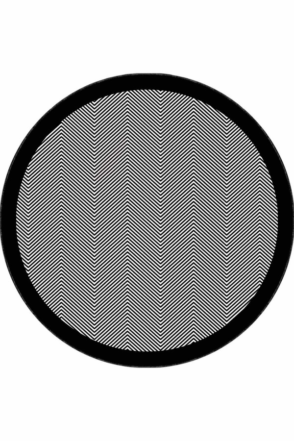 Siyah Kaymaz Tabanlı Çizgili Yuvarlak Mutfak Halısı AR1318