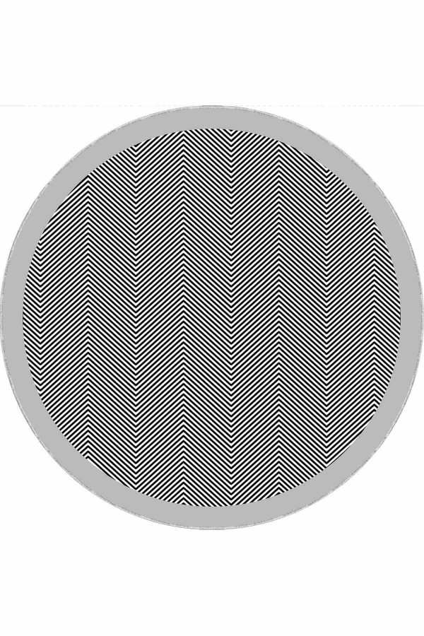 Gri Kaymaz Tabanlı Çizgili Yuvarlak Mutfak Halısı AR1320
