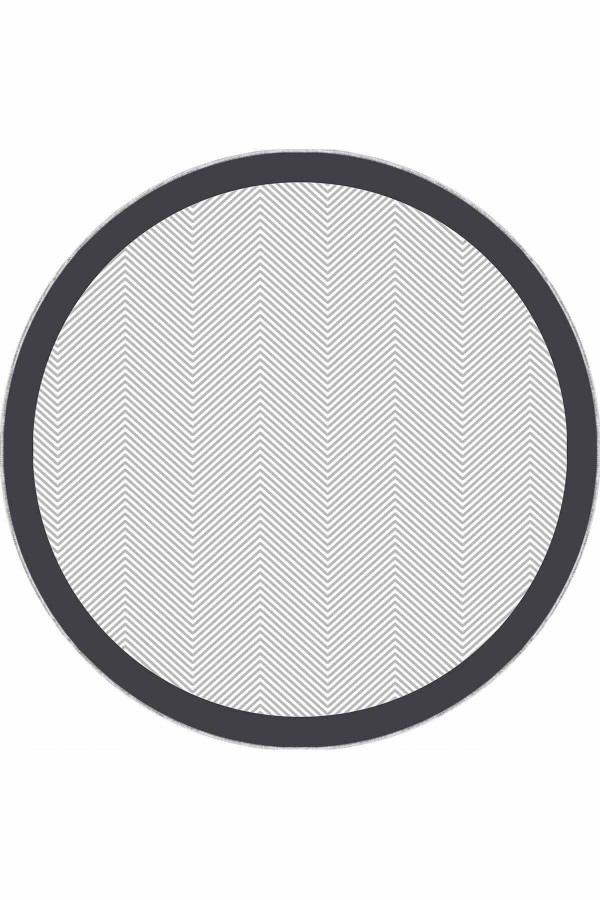 Gri Kaymaz Tabanlı Çizgili Yuvarlak Mutfak Halısı AR1321
