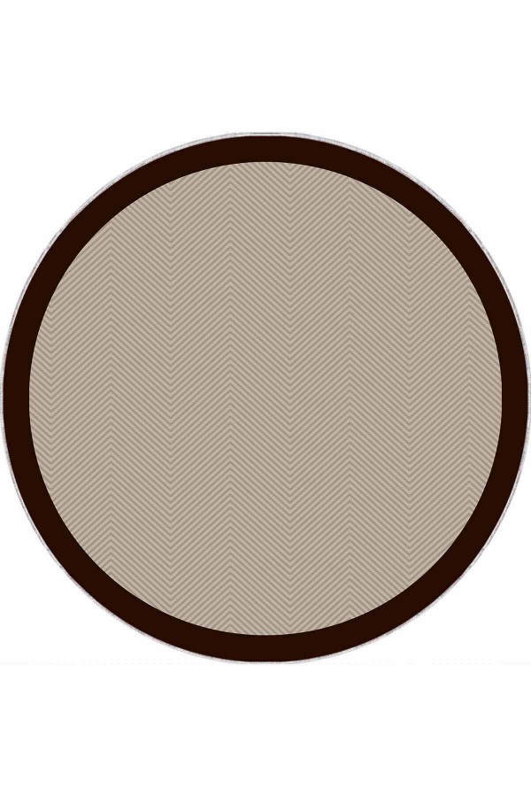 Bej Kaymaz Tabanlı Çizgili Yuvarlak Mutfak Halısı AR1323