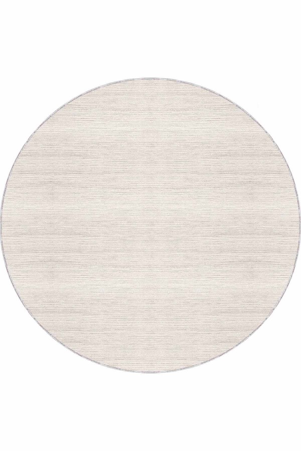 Bej Kaymaz Tabanlı Desensiz Yuvarlak Mutfak Halısı AR1356