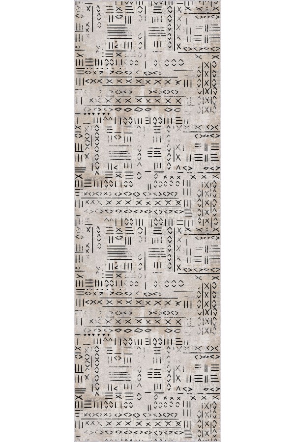 Bej Kaymaz Etnik Kesme Rulo Özel Ölçülü Yolluk AR1369