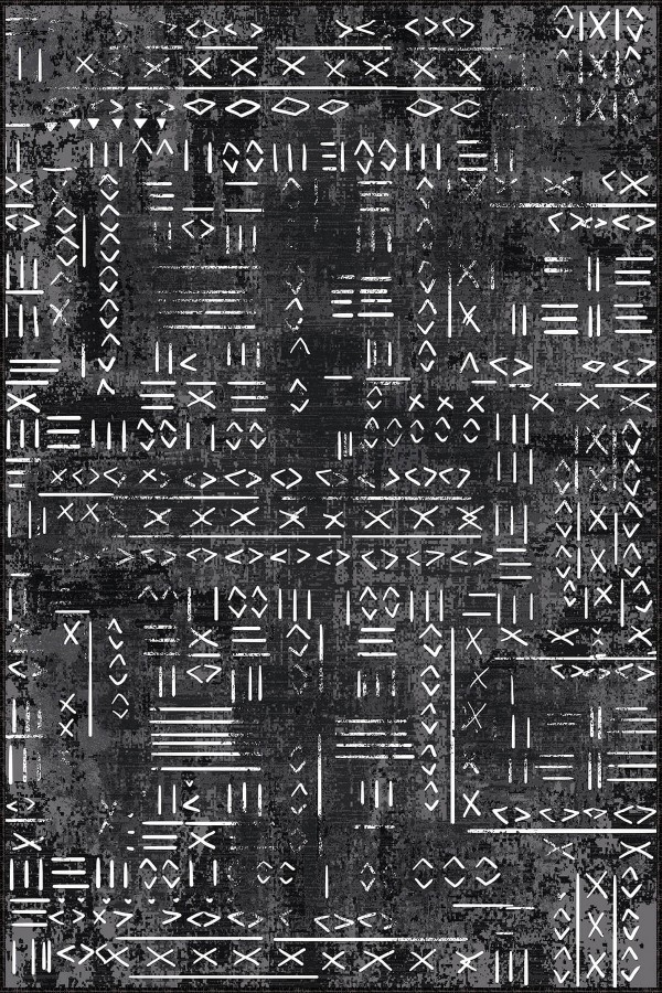 Siyah Kaymaz Tabanlı Etnik Mutfak Halısı AR1370