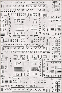 Açık Gri Kaymaz Tabanlı Etnik Mutfak Halısı AR1373