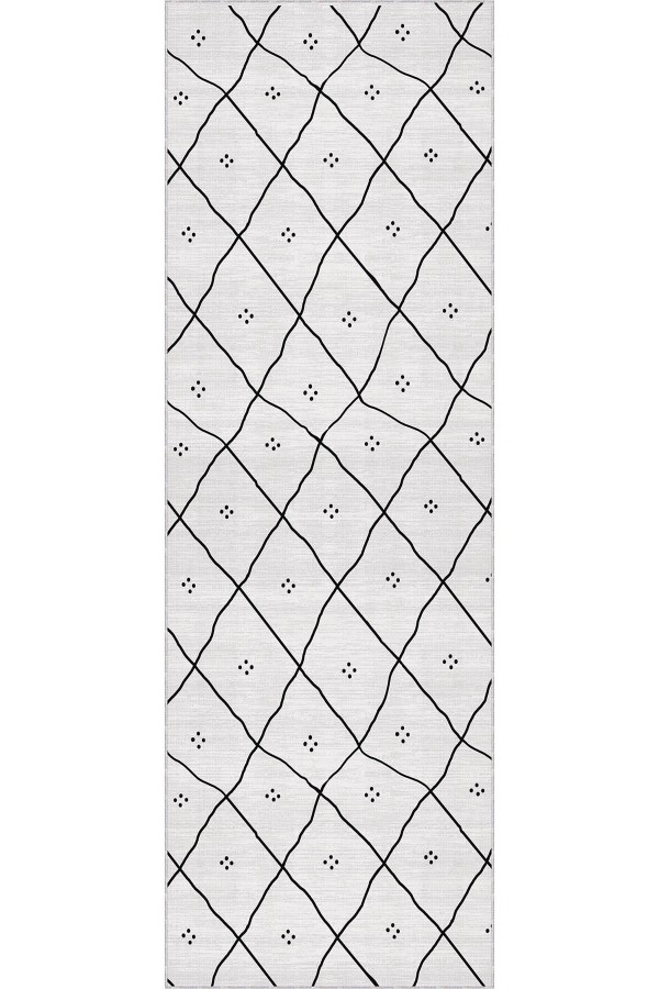 Ekru Kaymaz Moroccan Kesme Rulo Özel Ölçülü Yolluk AR1455