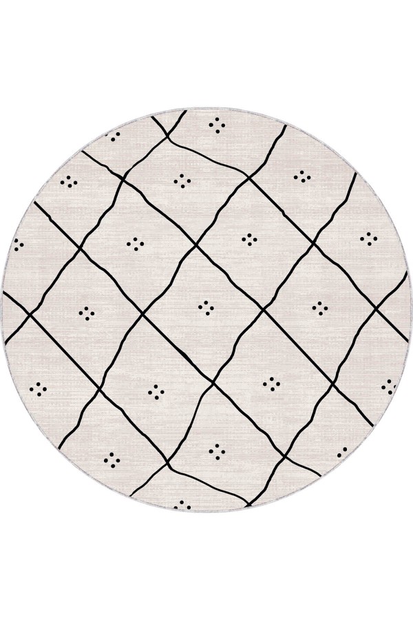 Vizon Kaymaz Tabanlı Yuvarlak Moroccan Mutfak Halısı AR1457