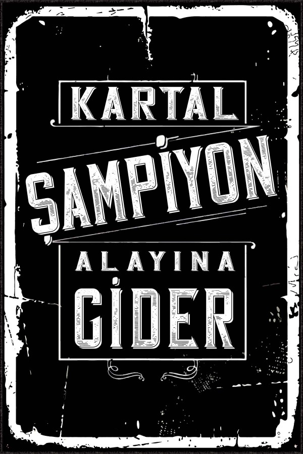 Siyah Beyaz Kaymaz Tabanlı Beşiktaş Taraftar Halısı AR191