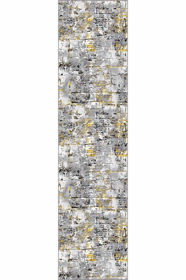 Sarı Kaymaz Vintage Kesme Rulo Halı Özel Ölçülü Yolluk AR237