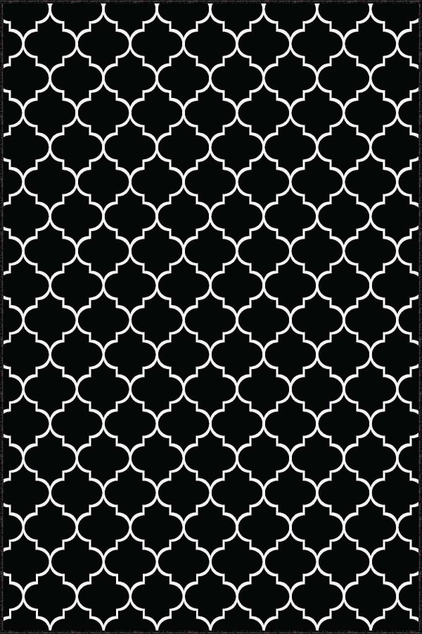 Siyah Kaymaz Fas Desen Kesme Rulo Özel Ölçülü Yolluk AR266