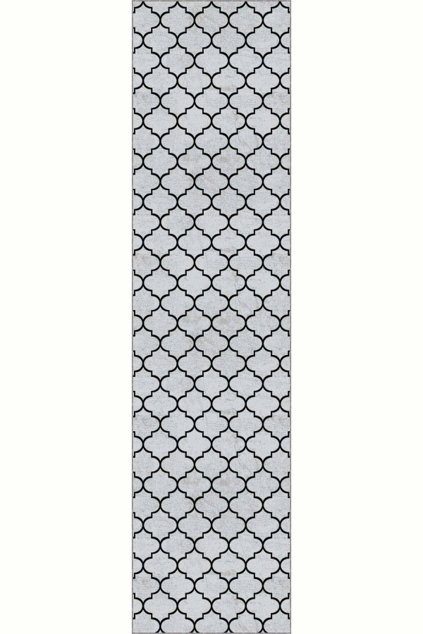 Gri Kaymaz Fas Desen Kesme Rulo Özel Ölçülü Yolluk AR301