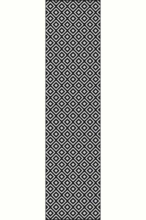 Siyah Kaymaz Karo Desen Kesme Rulo Özel Ölçülü Yolluk AR305