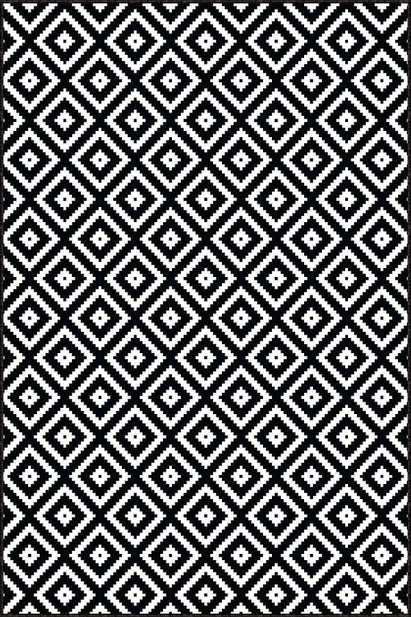 Siyah Kaymaz Karo Desen Kesme Rulo Özel Ölçülü Yolluk AR305