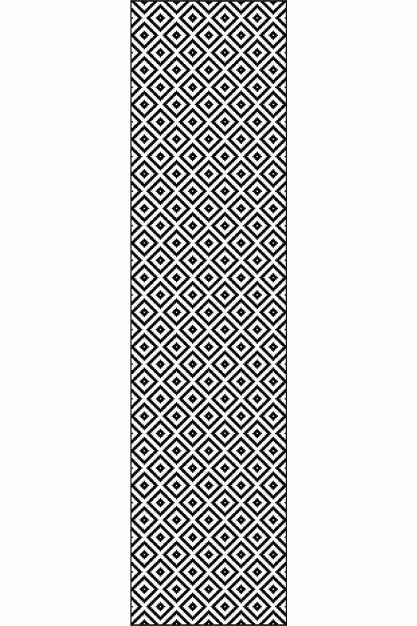 Siyah Kaymaz Karo Desen Kesme Rulo Özel Ölçülü Yolluk AR306