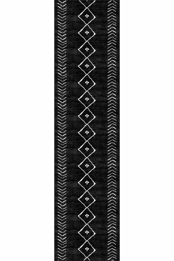 Siyah Kaymaz Moroccan Kesme Rulo Özel Ölçülü Yolluk AR315