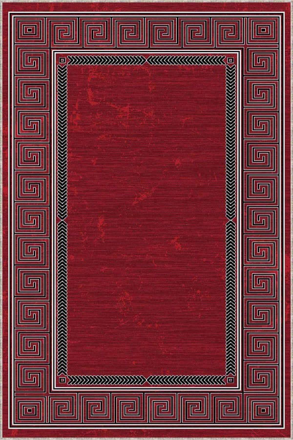 Bordo Karabağ Kaymaz Tabanlı Makinede Yıkanabilir Halı AR319