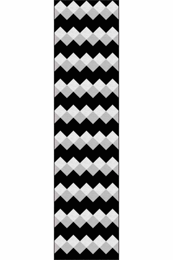 Siyah Kaymaz Zigzag Kesme Rulo Özel Ölçülü Yolluk AR325