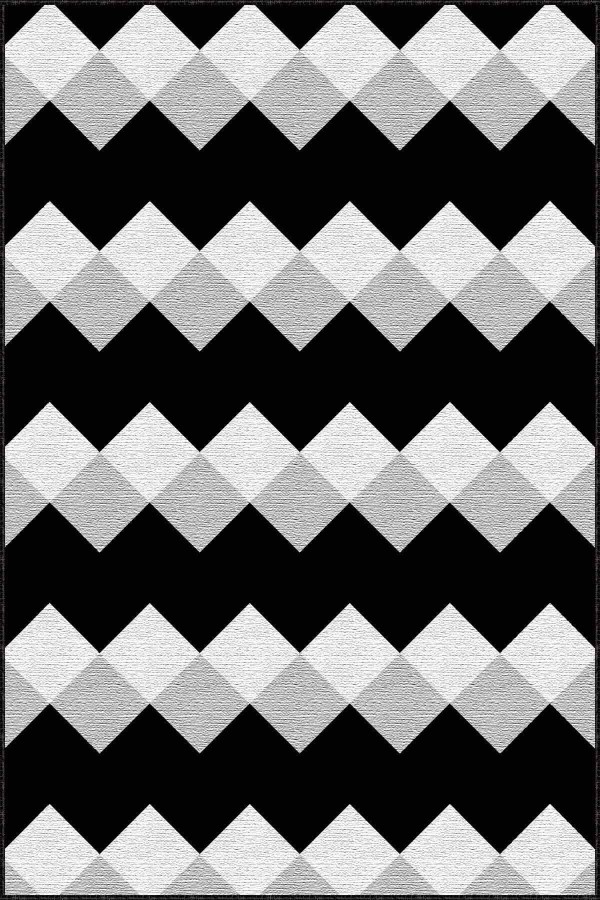 Siyah Kaymaz Zigzag Kesme Rulo Özel Ölçülü Yolluk AR325