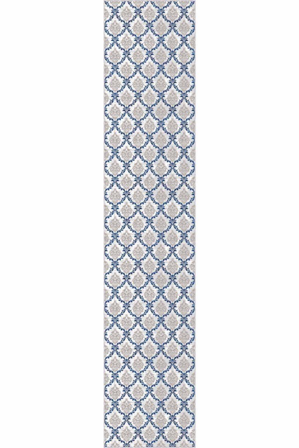 Mavi Kaymaz Taban Damask Kesme Rulo Özel Ölçülü Yolluk AR347