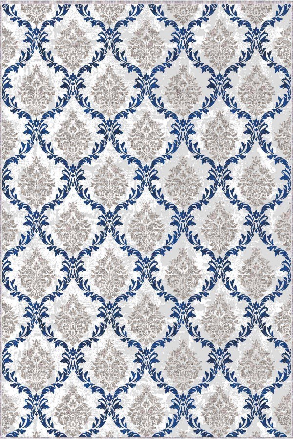 Mavi Kaymaz Taban Damask Kesme Rulo Özel Ölçülü Yolluk AR347