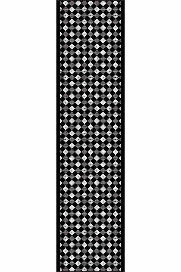 Siyah Kaymaz Kareli Kesme Rulo Özel Ölçülü Yolluk AR354