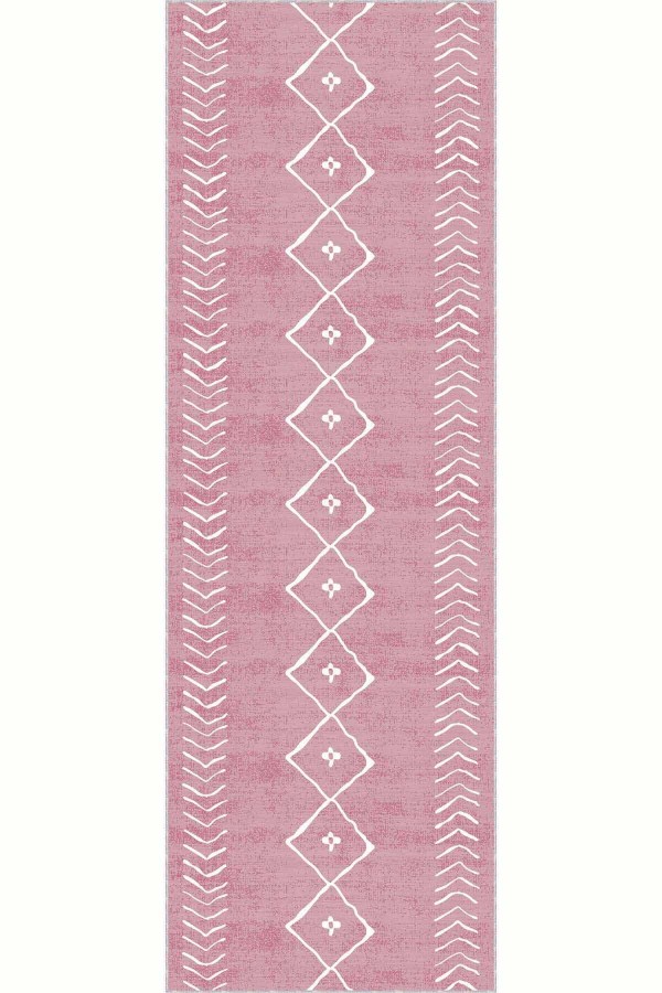 Pembe Kaymaz Moroccan Kesme Rulo Özel Ölçülü Yolluk AR385