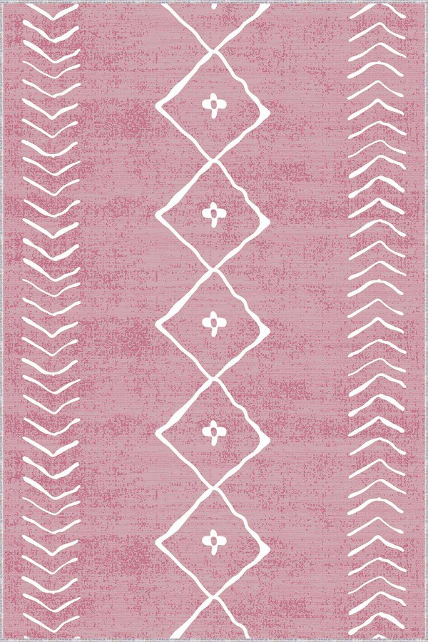 Pembe Kaymaz Moroccan Kesme Rulo Özel Ölçülü Yolluk AR385