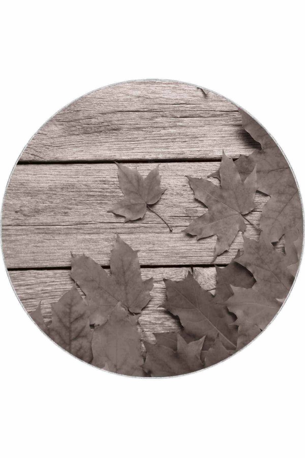 Gri Çınar 3D Kaymaz Tabanlı Yuvarlak Hol Halısı AR412