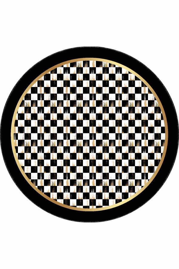 Siyah Kaymaz Tabanlı Mackenzie Yuvarlak Mutfak Halısı AR433