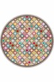 Çok Renkli Kaymaz Taban Kareli Yuvarlak Mutfak Halısı AR441