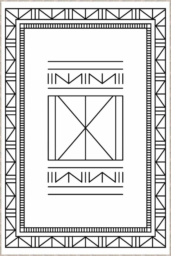 Beyaz Kaymaz Taban Yıkanan Etnik Desenli Mutfak Halısı AR464