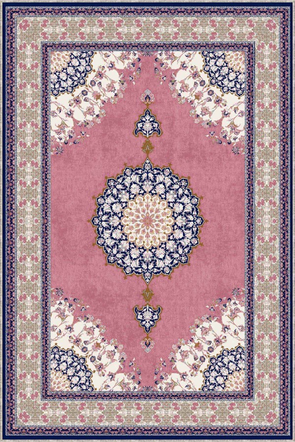 Pembe Klasik Göbekli Kaymaz Tabanlı Dekoratif Halı AR475