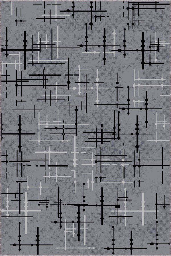 Gri Vintage Kaymaz Tabanlı Makinede Yıkanabilir Halı AR479