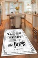 Beyaz Kaymaz Tabanlı Kitchen Yazılı Mutfak Halısı AR507