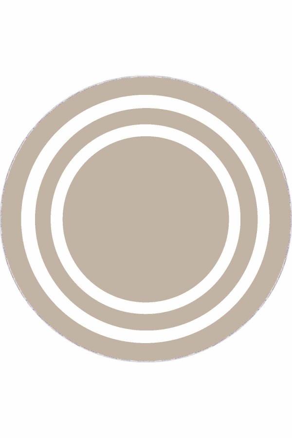 Bej Çerçeveli Kaymaz Tabanlı Yıkanabilen Yuvarlak Halı AR510