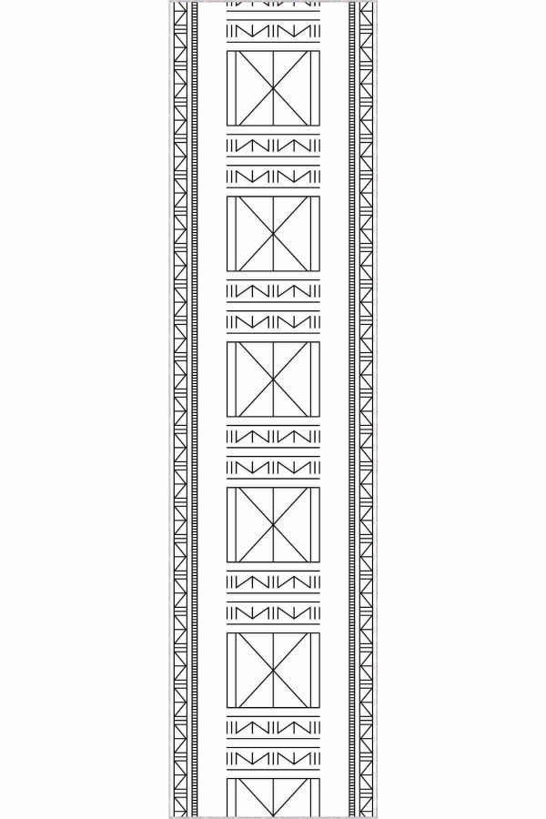 Beyaz Kaymaz Taban Etnik Kesme Rulo Özel Ölçülü Yolluk AR513
