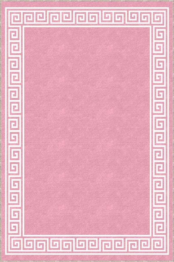 Pembe Çerçeveli Kaymaz Taban Makinede Yıkanabilir Halı AR518