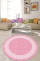 Pembe Çerçeveli Kaymaz Tabanlı Yuvarlak Halı Yolluk AR521