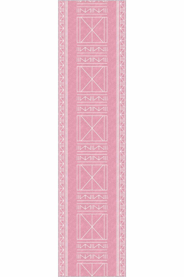 Pembe Kaymaz Taban Etnik Kesme Rulo Özel Ölçülü Yolluk AR522