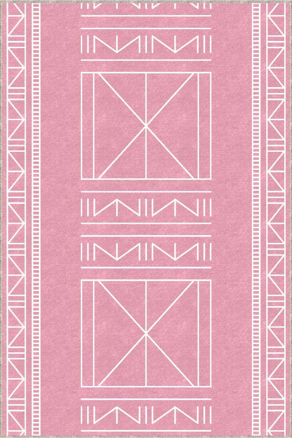 Pembe Kaymaz Taban Etnik Kesme Rulo Özel Ölçülü Yolluk AR522