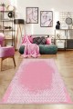 Pembe Modern Klasik Kaymaz Tabanlı Dekoratif Halı AR551