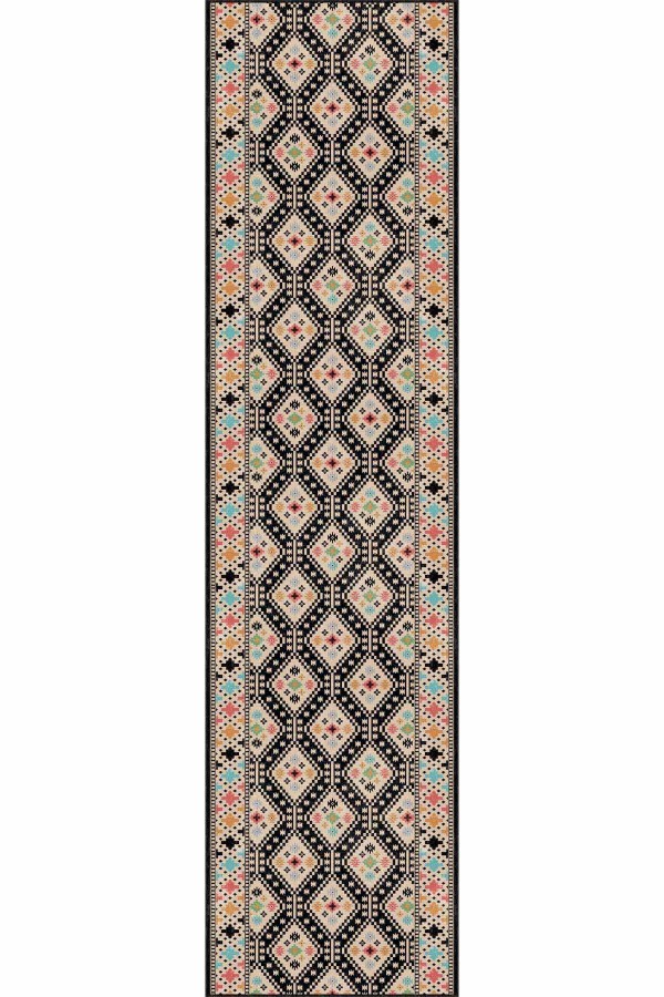 Renkli Kaymaz Klasik Motifli Özel Ölçü Rulo Yolluk AR557