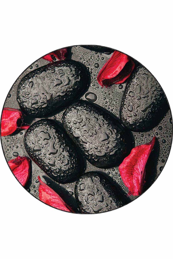 Kırmızı Kaymaz 3D Üç Boyutlu Yuvarlak Mutfak Halısı AR567