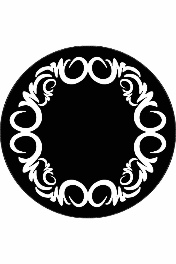 Siyah Çerçeveli Kaymaz Taban Yıkanabilir Yuvarlak Halı AR595